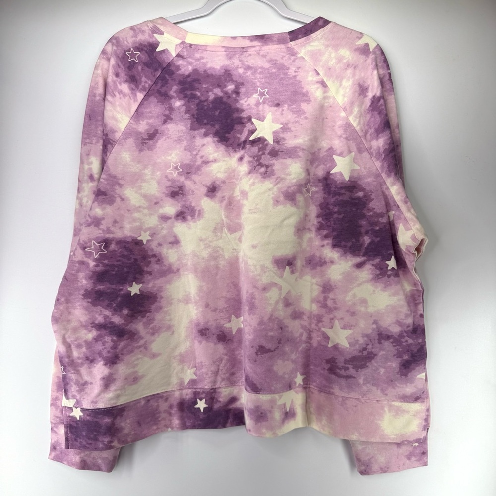 Wildfox Tie Dye Stars Pullover Sweatshirt Purple Size XXL NEW - Picture 6 of 11